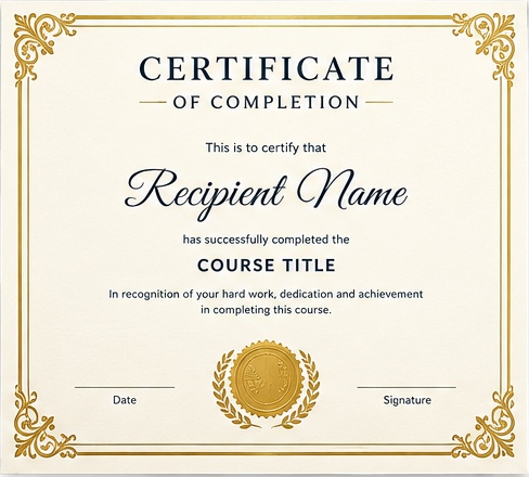 Stack of customized gold border certificates