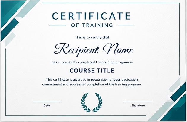 Professional certificate sample